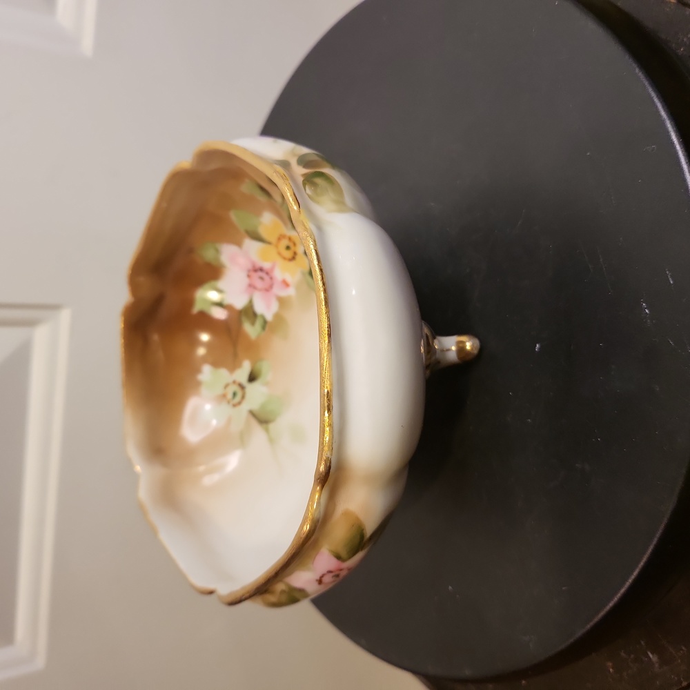 Hand Painted Floral Nippon Porcelain 3 Footed Candy Dish - Picture 4 of 11